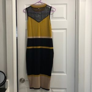 Knit dress with mesh detail
